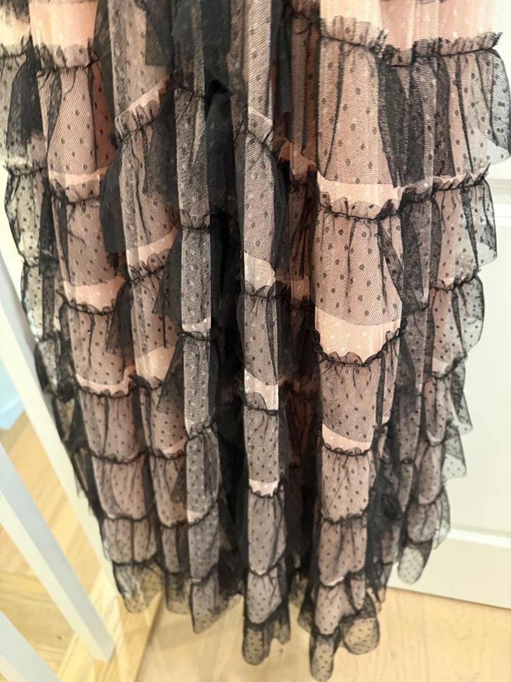 Anthropologie Black Lace Overlay Blush Maxi Dress - Picture 6 of 9